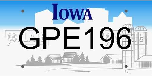 GPE196 Iowa License Plate