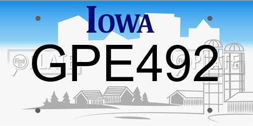 GPE492 Iowa License Plate