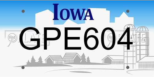 GPE604 Iowa License Plate