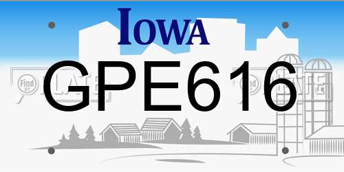 GPE616 Iowa License Plate