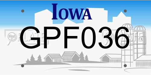 GPF036 Iowa License Plate