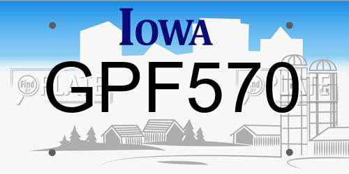 GPF570 Iowa License Plate