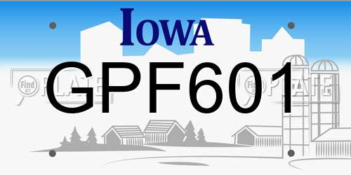 GPF601 Iowa License Plate