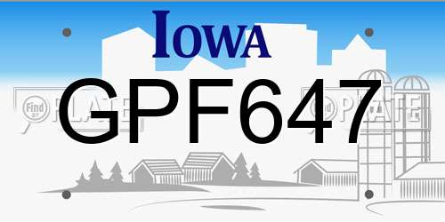 GPF647 Iowa License Plate