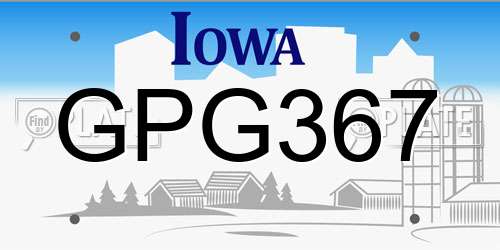 GPG367 Iowa License Plate