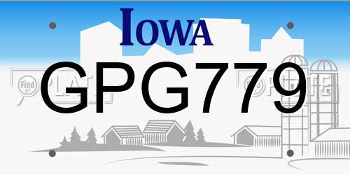 GPG779 Iowa License Plate