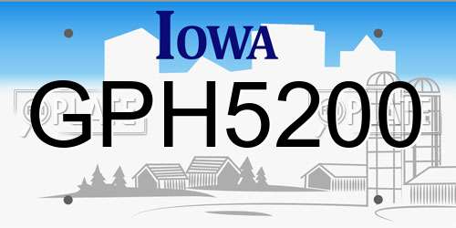 GPH5200 Iowa License Plate