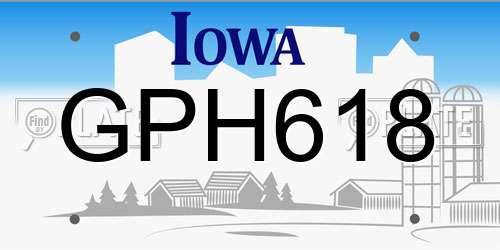 GPH618 Iowa License Plate