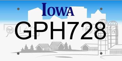 GPH728 Iowa License Plate