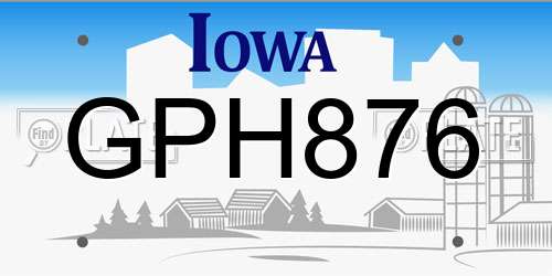 GPH876 Iowa License Plate