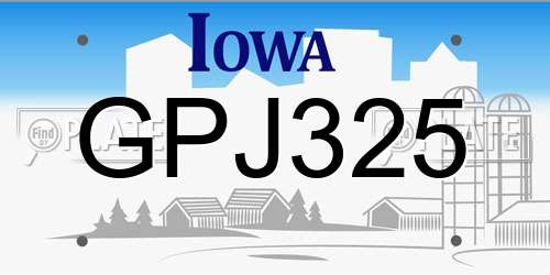 GPJ325 Iowa License Plate