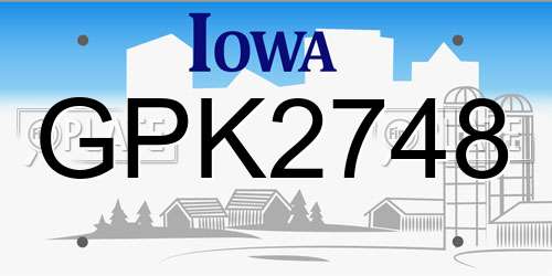GPK2748 Iowa License Plate
