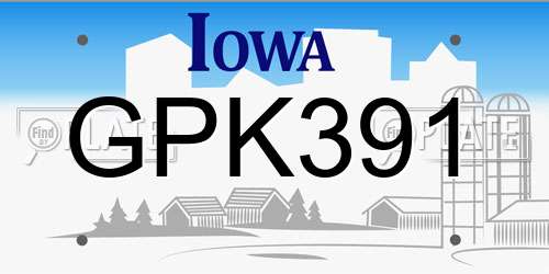 GPK391 Iowa License Plate