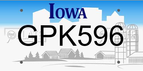 GPK596 Iowa License Plate