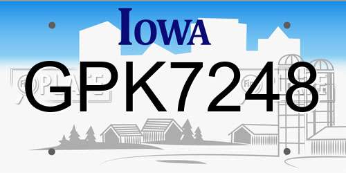 GPK7248 Iowa License Plate