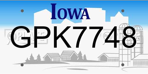 GPK7748 Iowa License Plate