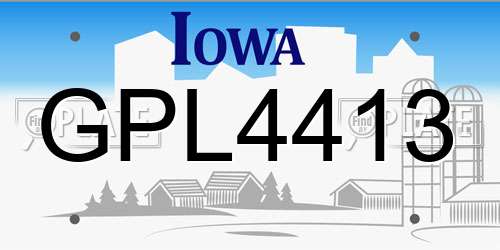 GPL4413 Iowa License Plate