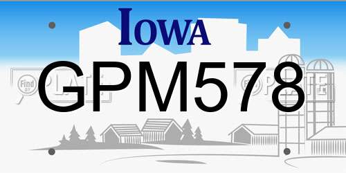 GPM578 Iowa License Plate