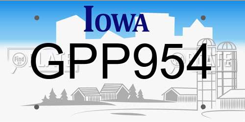 GPP954 Iowa License Plate