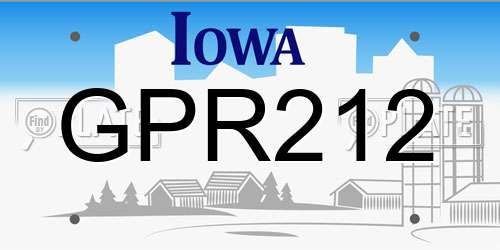 GPR212 Iowa License Plate