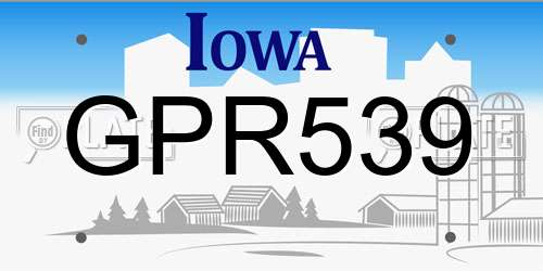 GPR539 Iowa License Plate
