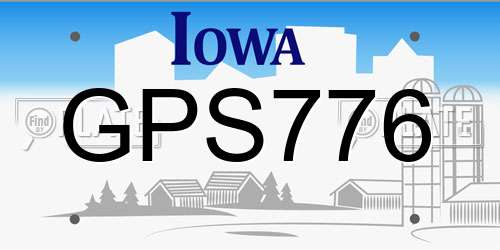GPS776 Iowa License Plate