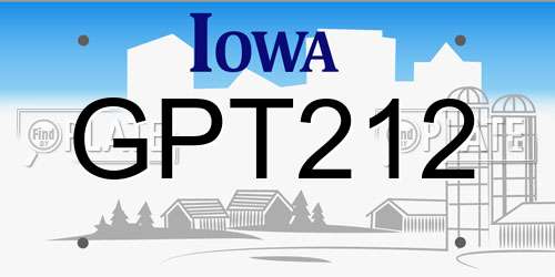 GPT212 Iowa License Plate