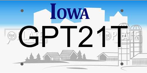 GPT21T Iowa License Plate