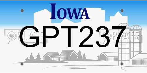 GPT237 Iowa License Plate