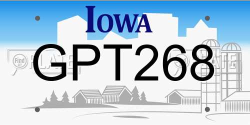 GPT268 Iowa License Plate