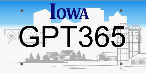 GPT365 Iowa License Plate