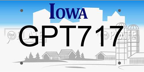 GPT717 Iowa License Plate