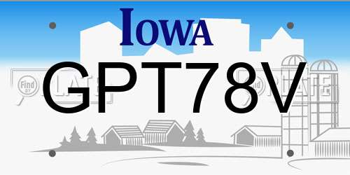 GPT78V Iowa License Plate