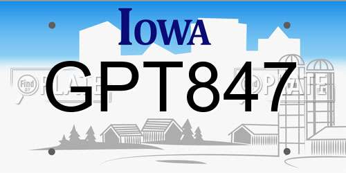 GPT847 Iowa License Plate
