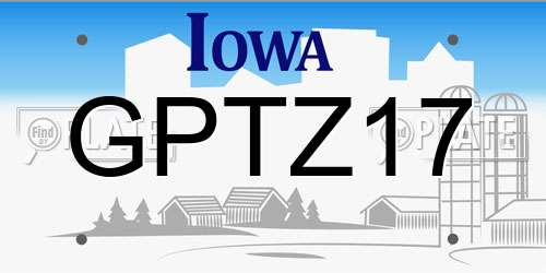 GPTZ17 Iowa License Plate