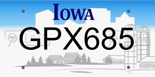 GPX685 Iowa License Plate