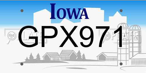GPX971 Iowa License Plate