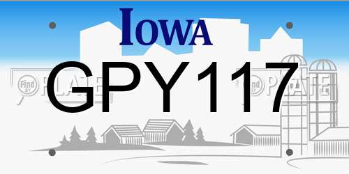GPY117 Iowa License Plate