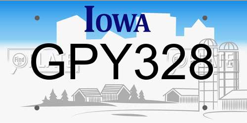 GPY328 Iowa License Plate