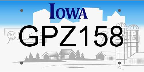 GPZ158 Iowa License Plate