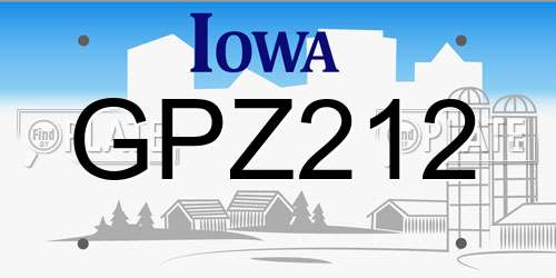GPZ212 Iowa License Plate