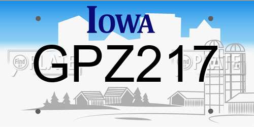 GPZ217 Iowa License Plate