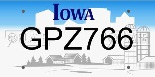 GPZ766 Iowa License Plate