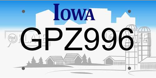 GPZ996 Iowa License Plate