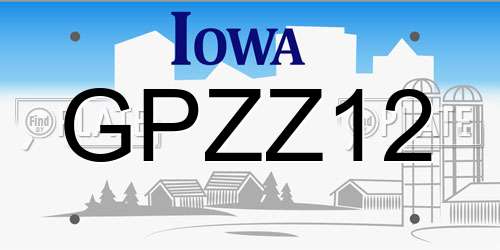 GPZZ12 Iowa License Plate