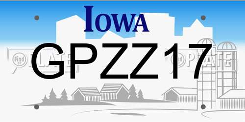 GPZZ17 Iowa License Plate