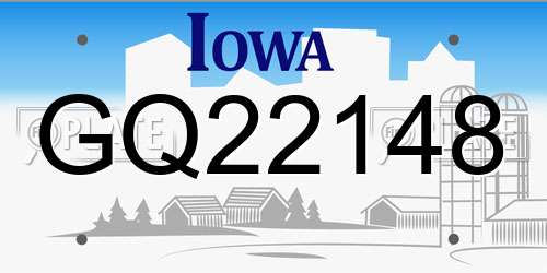 GQ22148 Iowa License Plate