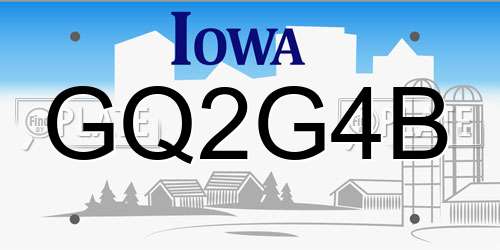 GQ2G4B Iowa License Plate
