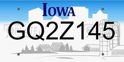 GQ2Z145 Iowa License Plate