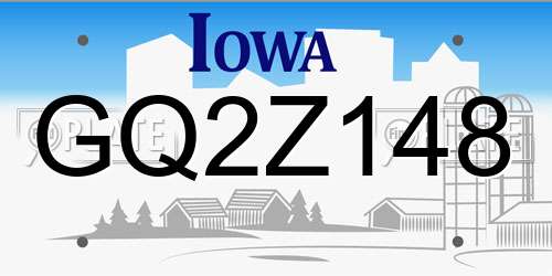 GQ2Z148 Iowa License Plate